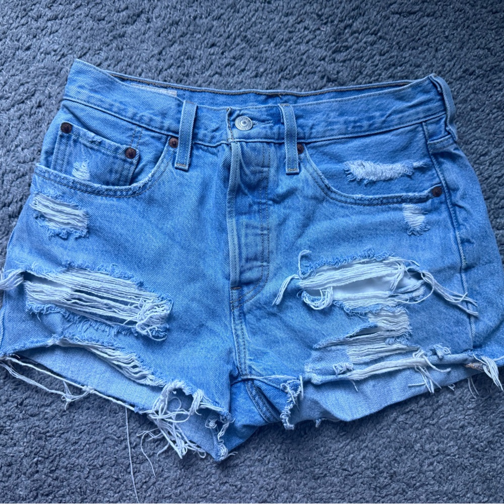 Levi's Light Blue Distressed Jean Shorts